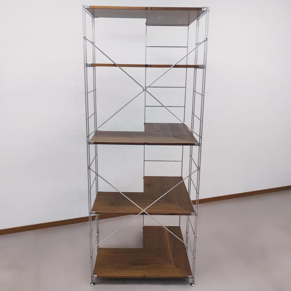 無印良品 ステンレスユニットシェルフ コーナータイプ ウォールナット材 特大5段