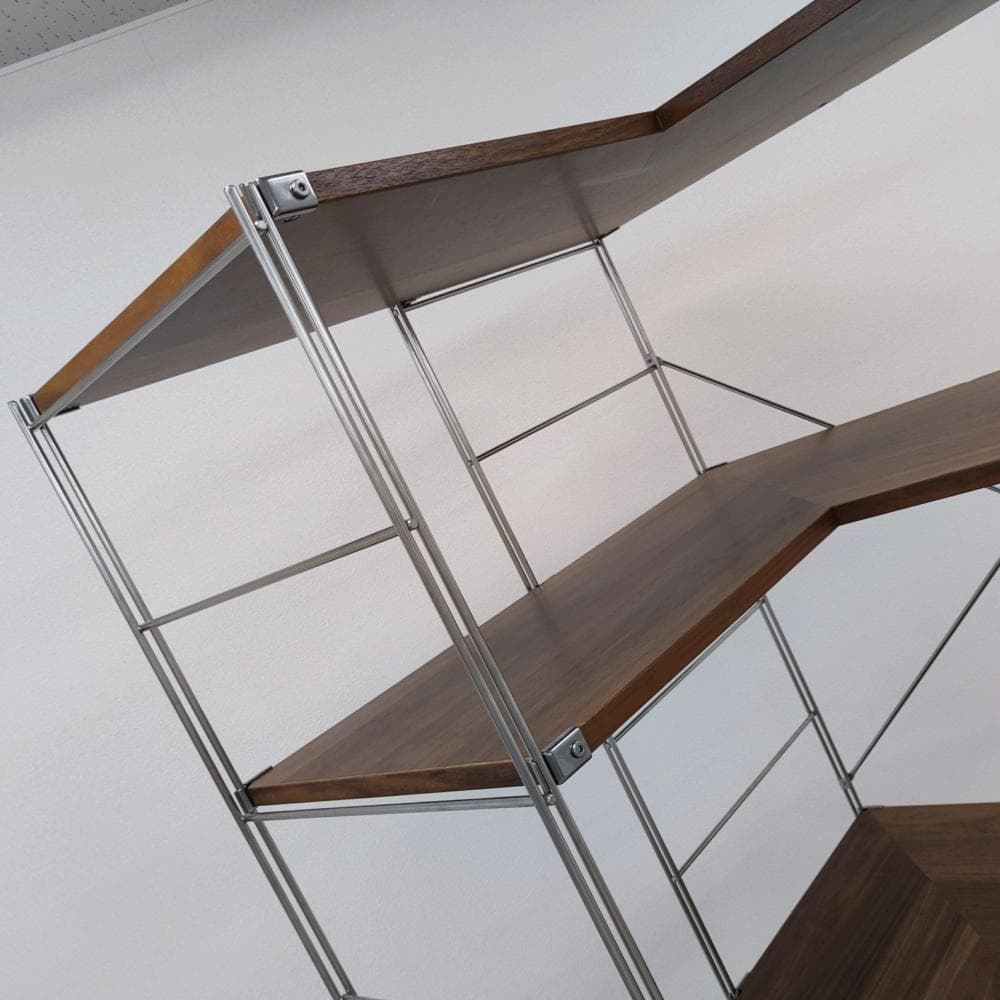 無印良品 ステンレスユニットシェルフ コーナータイプ ウォールナット材 特大5段