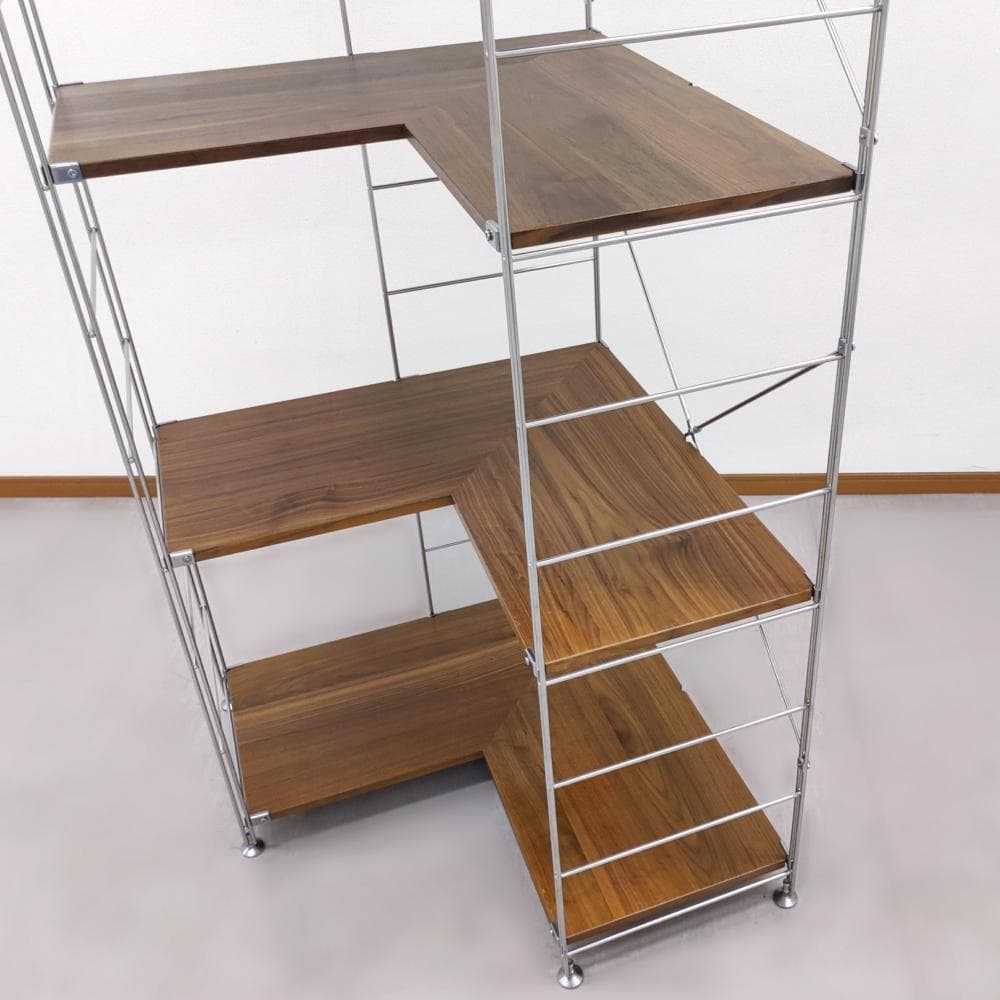 無印良品 ステンレスユニットシェルフ コーナータイプ ウォールナット材 特大5段