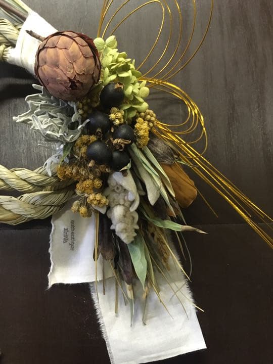 69.長野より自家栽培ドライフラワー含む しめ縄 正月飾り 松飾り リース