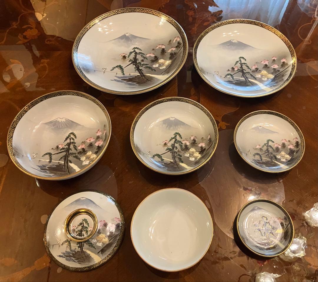 最高級　九谷焼8種5客用フルセット　金彩　縁起　　古九谷　お膳