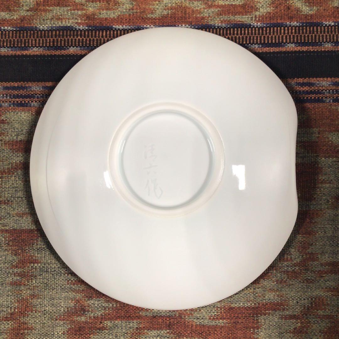 フォロうー特価』 中村 清六 高麗庵清六窯 『竹彫一方押皿』 白磁 中皿