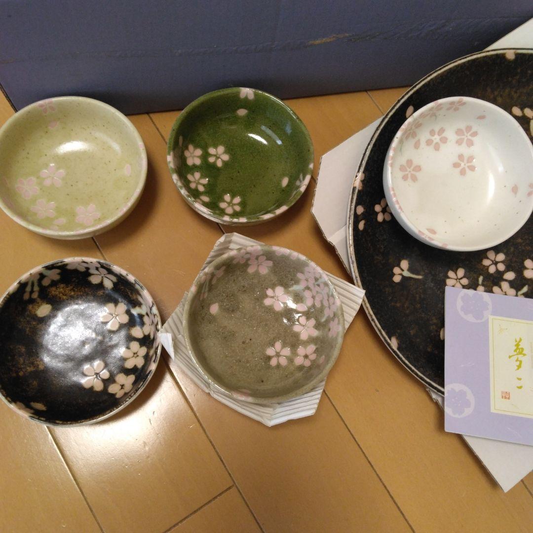 竹久夢二 夢桜 とんかつ揃 皿 プレートセット 前畑陶器 大皿 小皿