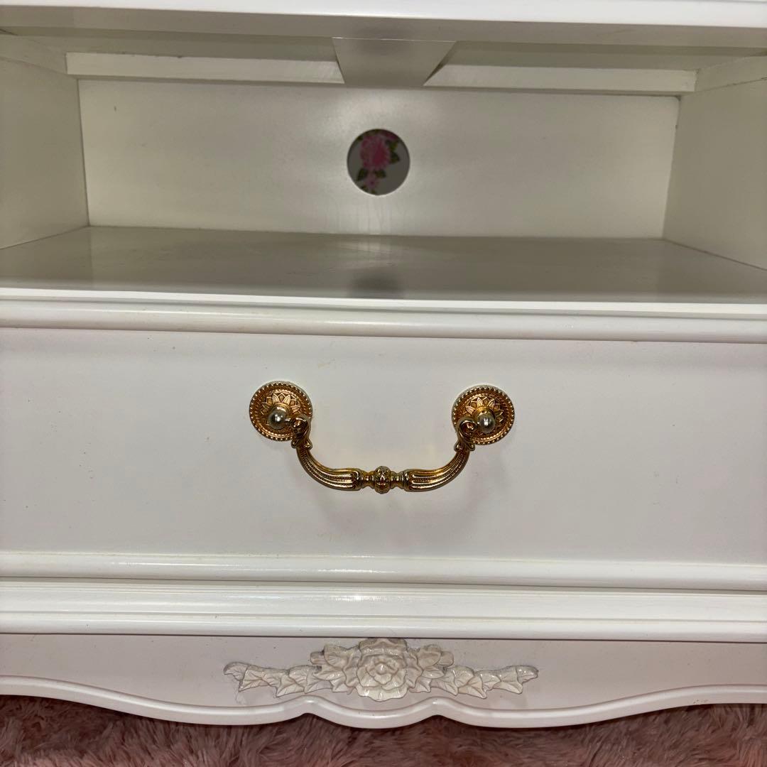 ロココ調　猫脚テレビ台　ホワイト　コンパクトサイズ