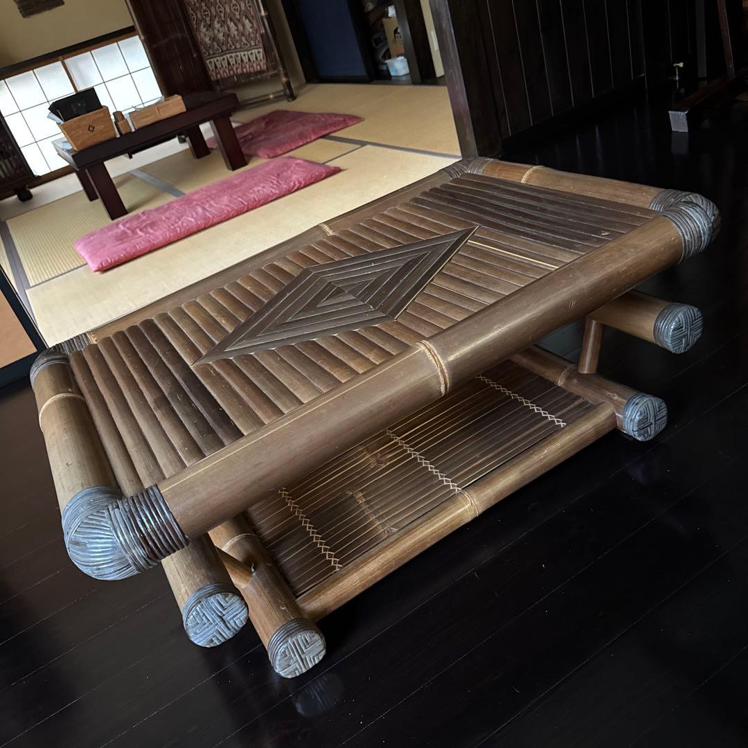 最終価格　バリ島　ハンドメイド　ブラックバンブー　センターテーブル　ローテーブル