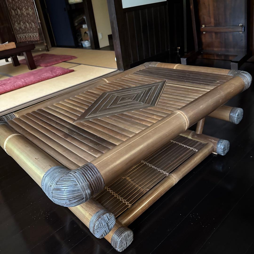 最終価格　バリ島　ハンドメイド　ブラックバンブー　センターテーブル　ローテーブル