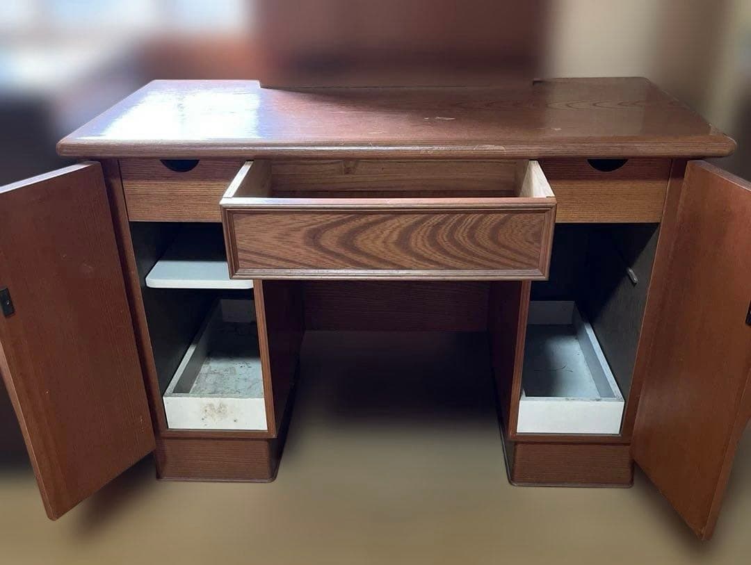 三面鏡 ブラウン木製ドレッサー 鏡台 化粧台　昭和　レトロ家具