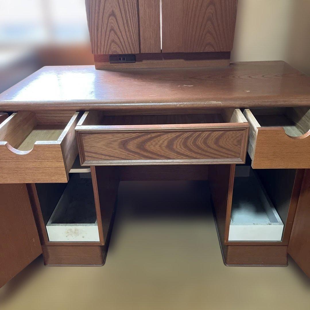 三面鏡 ブラウン木製ドレッサー 鏡台 化粧台　昭和　レトロ家具