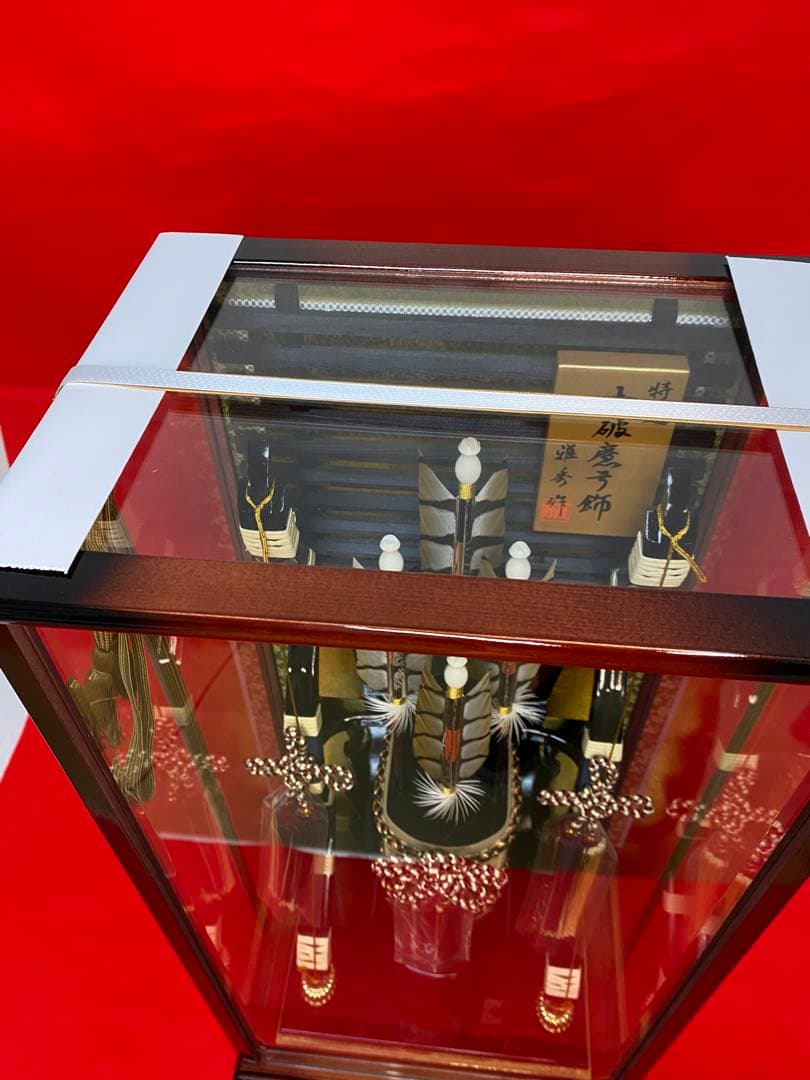 破魔弓　雅秀作　ガラスケース１８号・間口約３０×奥行約２３×高さ約６４㎝