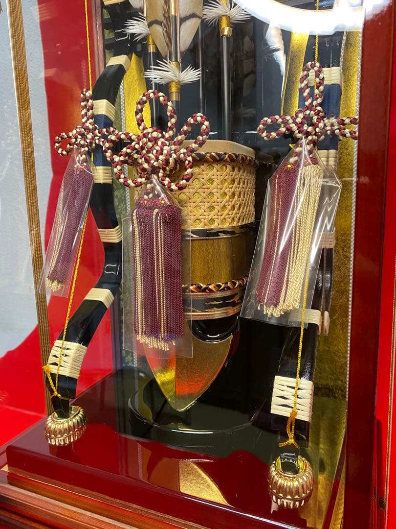 破魔弓　雅秀作　ガラスケース１８号・間口約３０×奥行約２３×高さ約６４㎝