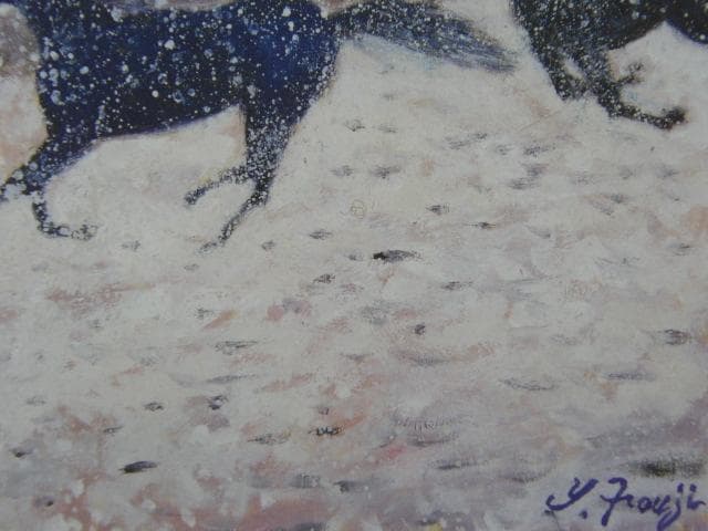 藤祥州、【シャンボール城 雪と馬】、希少な画集画、新品高級額・額装