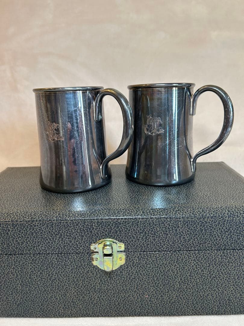 純銀製 マグカップ ペア SV1000 411g 銀座山崎　箱付き 完品