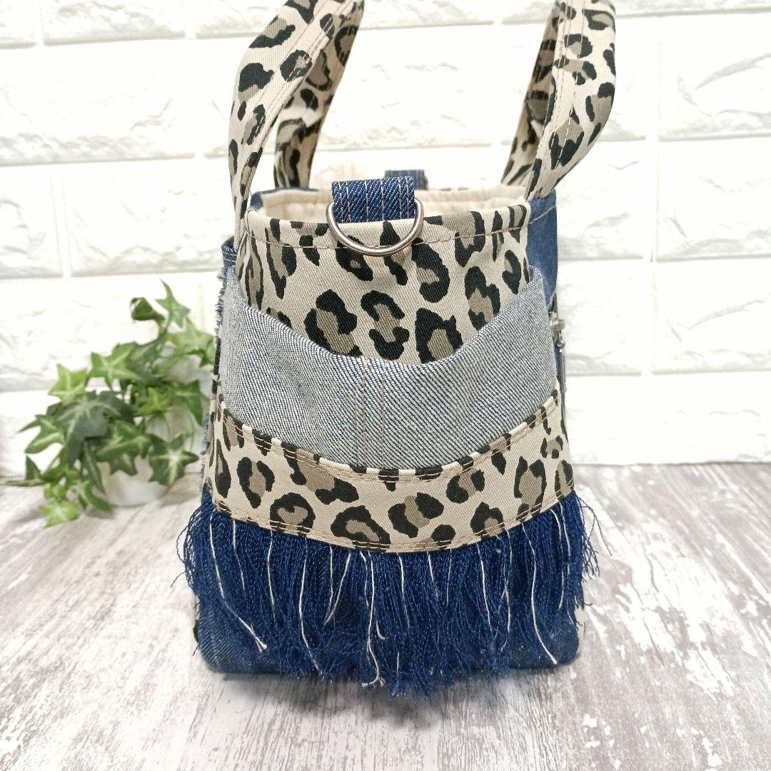 リメイクデニム★サイドフリンジトートバッグ