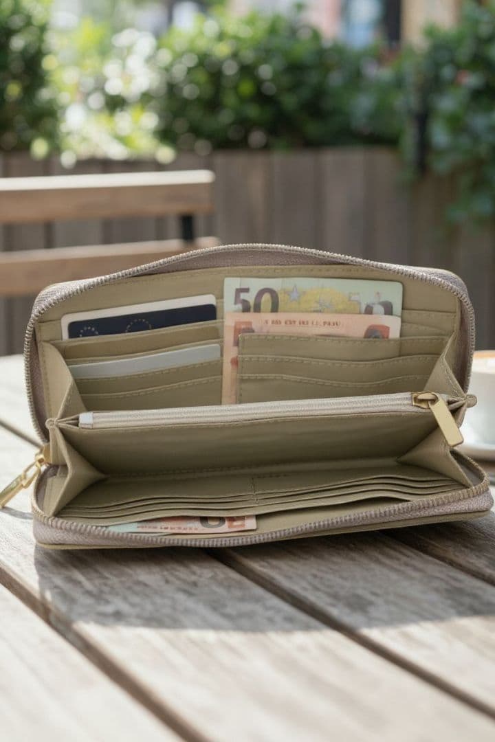 新品✨FOSSIL✨フォッシル✨財布✨ラウンドファスナー✨グレーカラフルデザイン