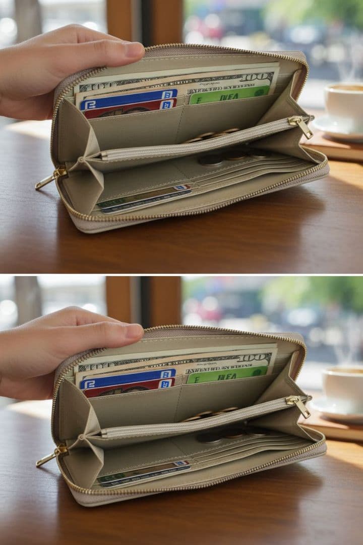 新品✨FOSSIL✨フォッシル✨財布✨ラウンドファスナー✨グレーカラフルデザイン