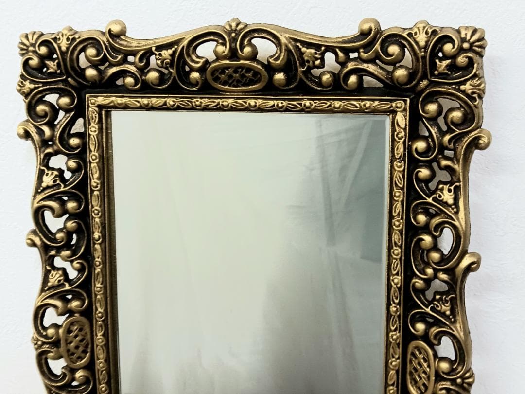 未使用品 アンテークミラー 鏡 ゴールド 合金 真鍮 ヴィンテージ 装飾ミラー
