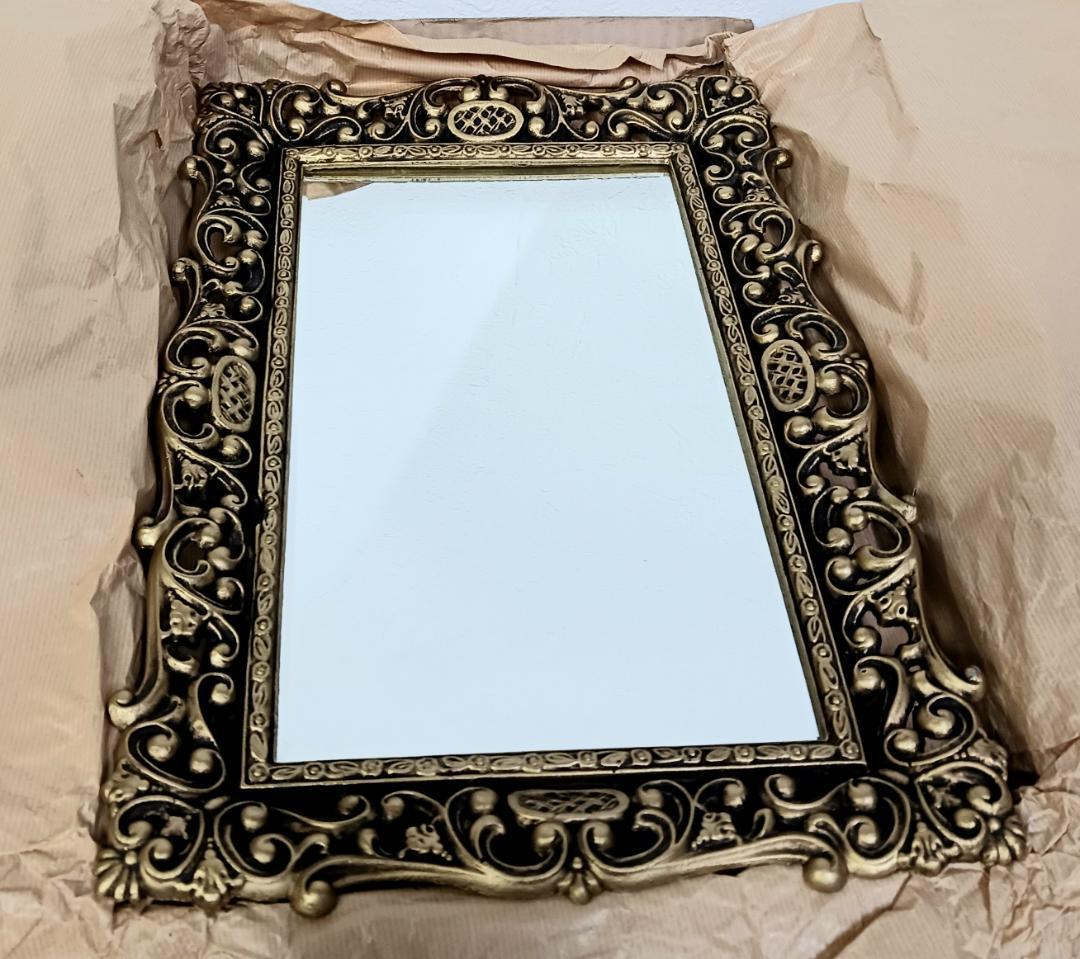 未使用品 アンテークミラー 鏡 ゴールド 合金 真鍮 ヴィンテージ 装飾ミラー