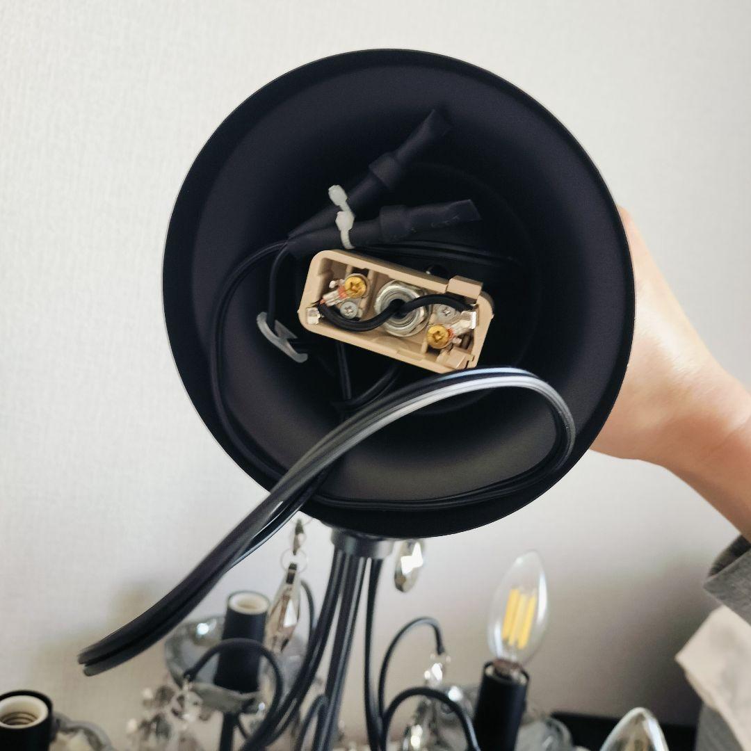 黒とクリスタルのシャンデリア 5灯式　ブラックシャンデリア　　アンティーク