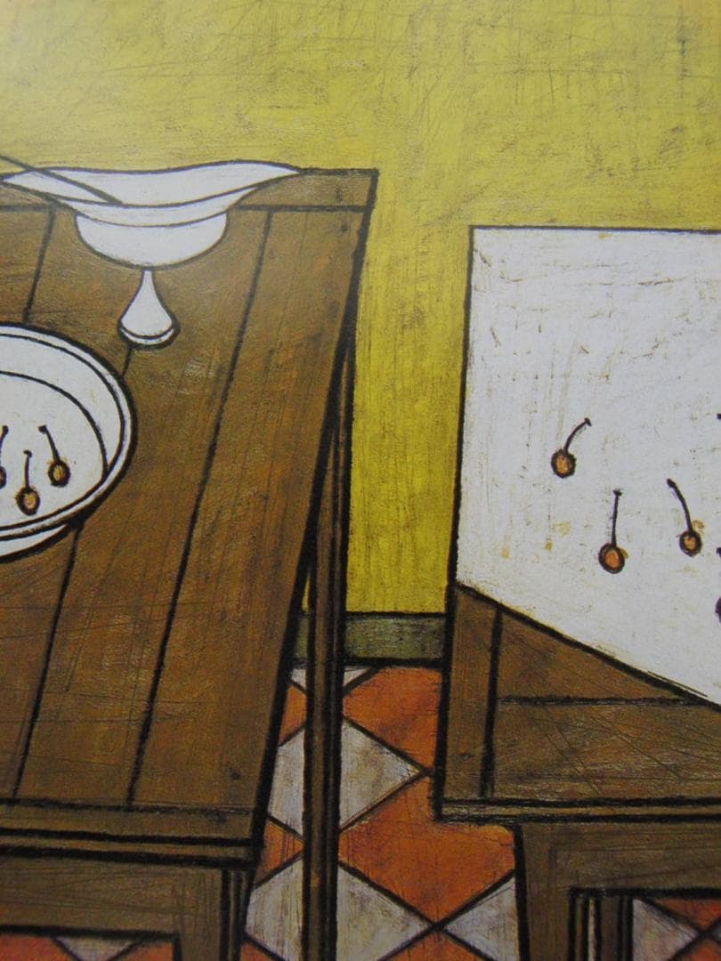 ベルナール・ビュッフェ、「Deux tables」、希少画集の額装画、人気