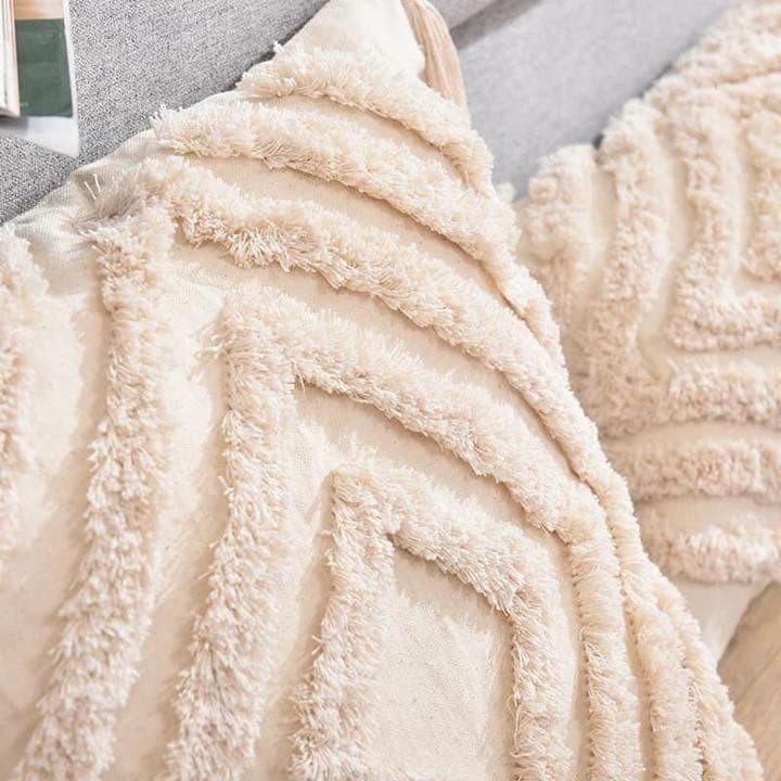 タッセル ひし形 クッションカバー ボヘミアンスタイル  インテリア　アイボリー