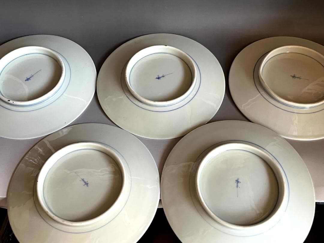 皿■可愛い兎紋白磁皿 5枚 大皿 鳥 古美術 時代物 骨董品 21.6cm■