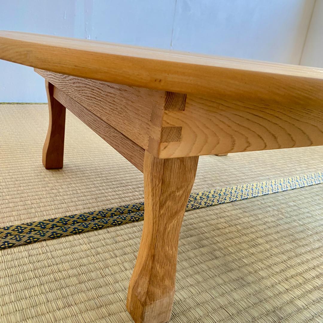 昭和レトロ ちゃぶ台 無塗装 無垢材 建具屋製 刻印あり 折りたたみ 丸テーブル