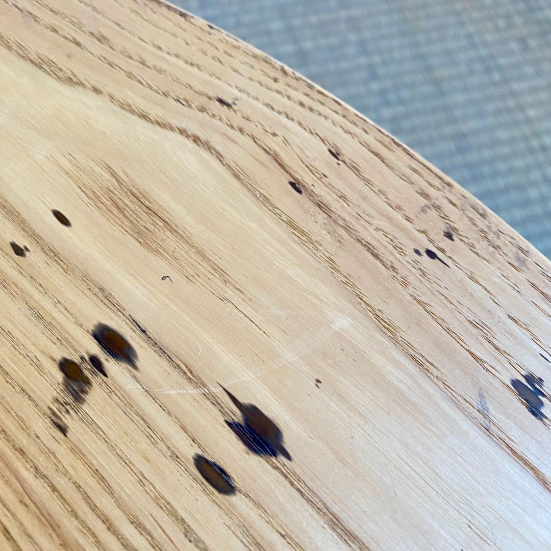 昭和レトロ ちゃぶ台 無塗装 無垢材 建具屋製 刻印あり 折りたたみ 丸テーブル