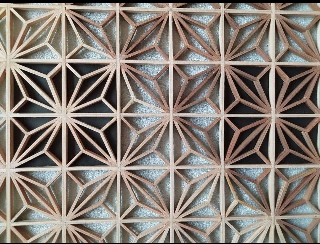 199❣️特価❣️ 麻の葉組子アクリル板クロス2枚一組木製額縁