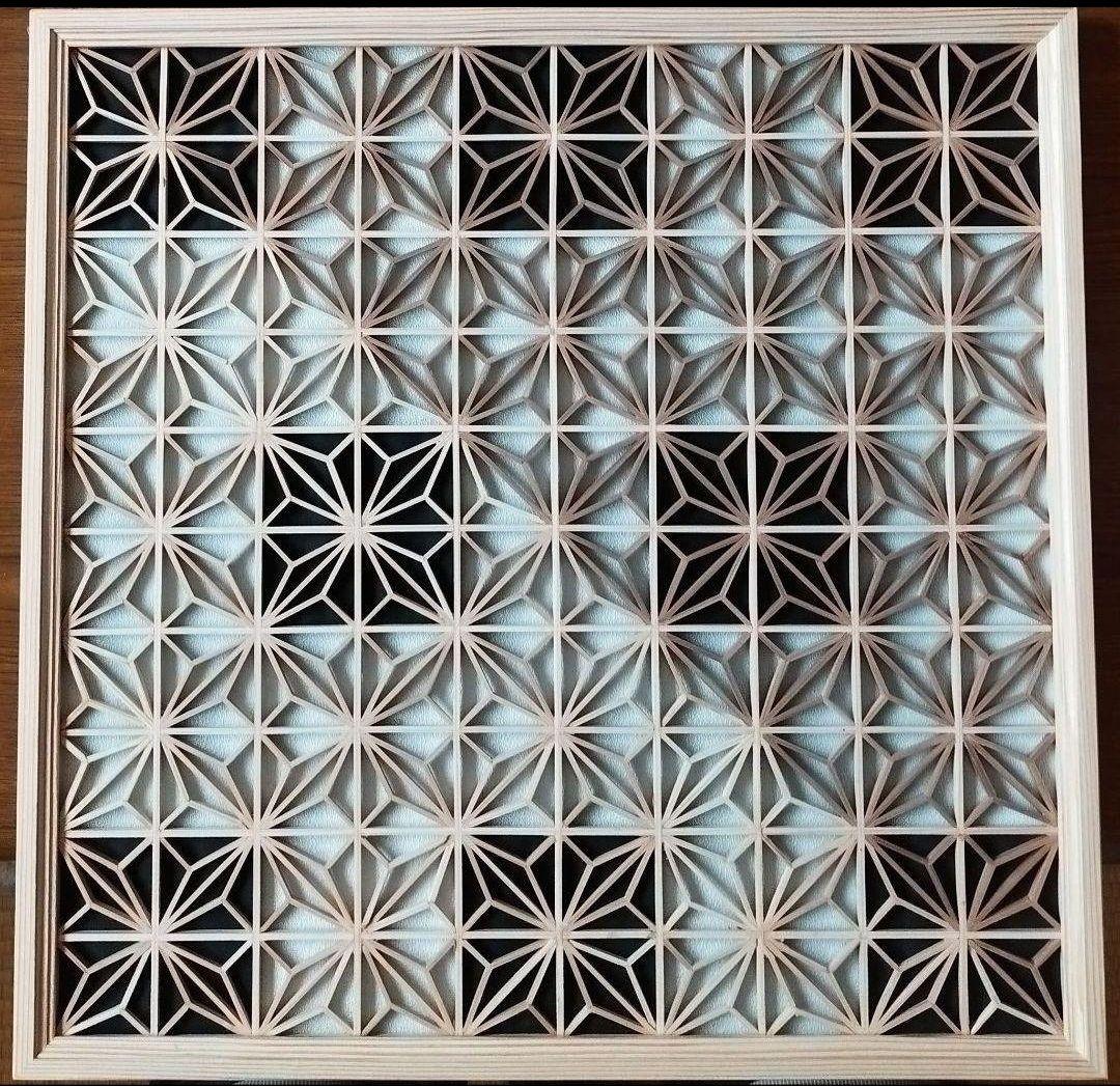 199❣️特価❣️ 麻の葉組子アクリル板クロス2枚一組木製額縁