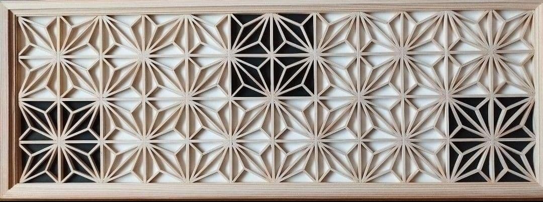 199❣️特価❣️ 麻の葉組子アクリル板クロス2枚一組木製額縁