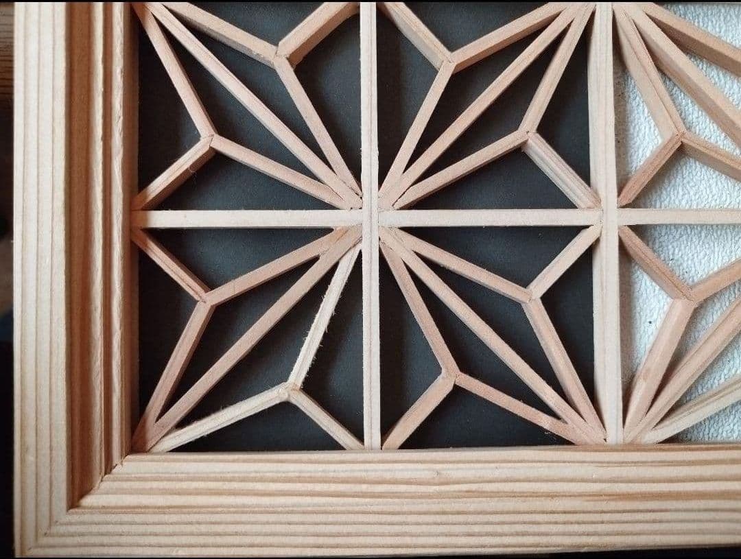 199❣️特価❣️ 麻の葉組子アクリル板クロス2枚一組木製額縁