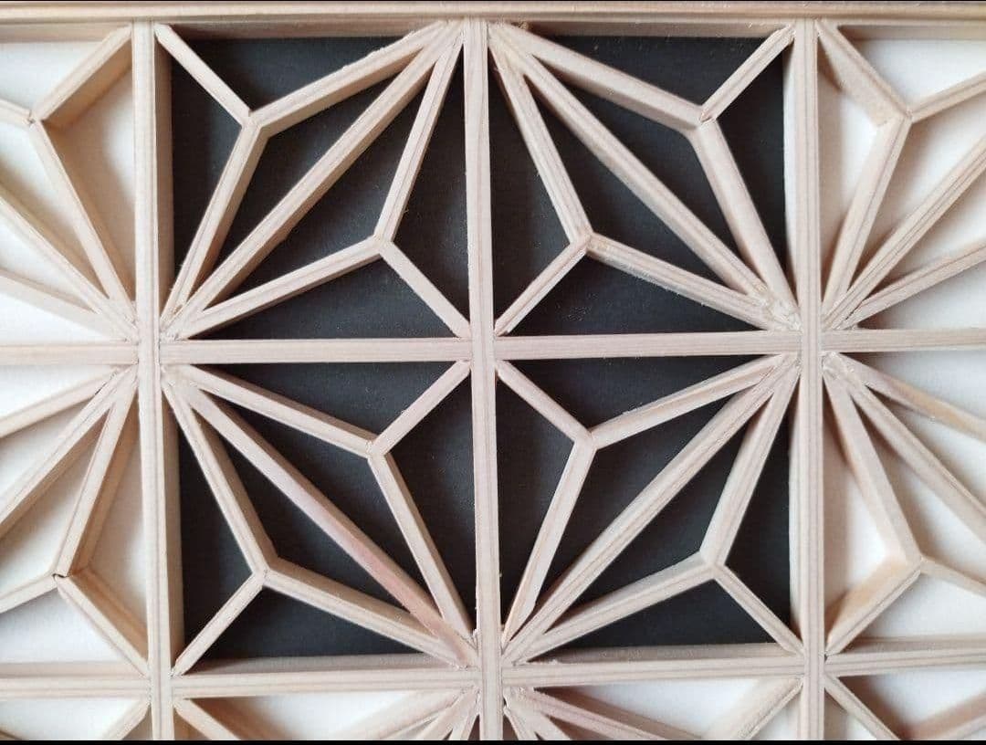 199❣️特価❣️ 麻の葉組子アクリル板クロス2枚一組木製額縁