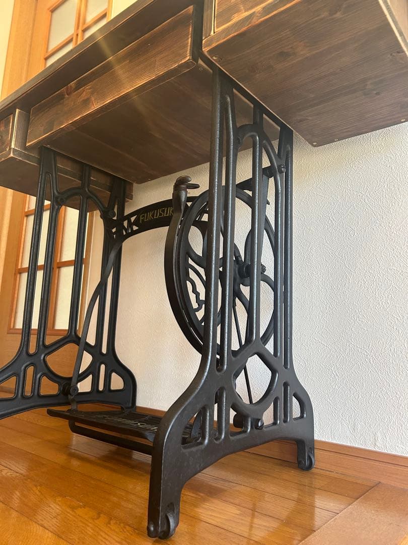 改良版　大きくなったアンティークなミシンテーブル　デスク ドレッサー　福助ミシン