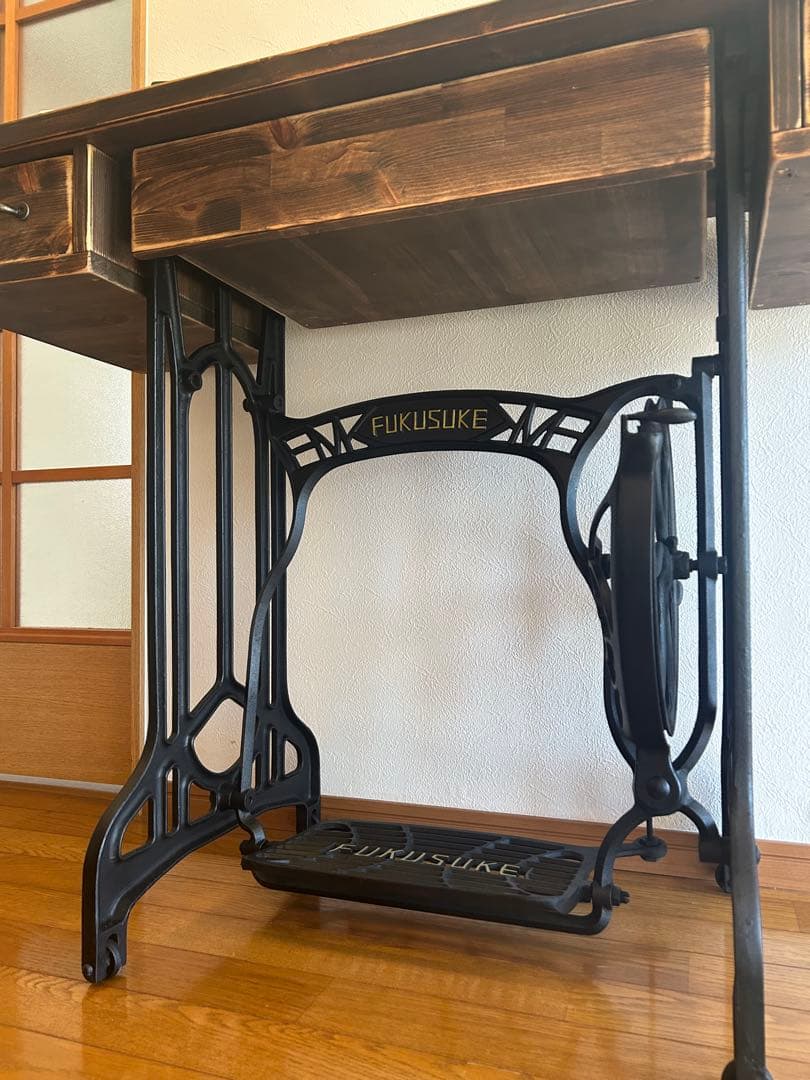 改良版　大きくなったアンティークなミシンテーブル　デスク ドレッサー　福助ミシン