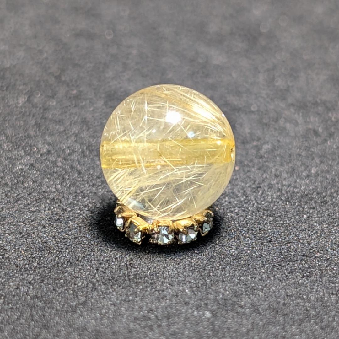一点物【優しい金糸が美しい】 ゴールドルチル 粒売り 10ミリ 水晶のお守り