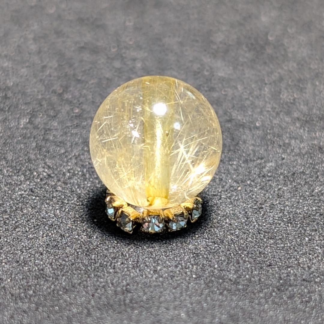 一点物【優しい金糸が美しい】 ゴールドルチル 粒売り 10ミリ 水晶のお守り