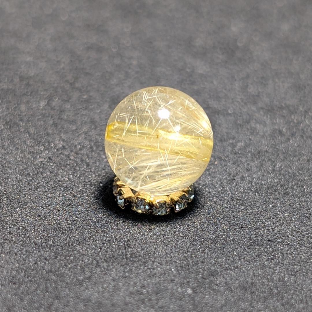 一点物【優しい金糸が美しい】 ゴールドルチル 粒売り 10ミリ 水晶のお守り