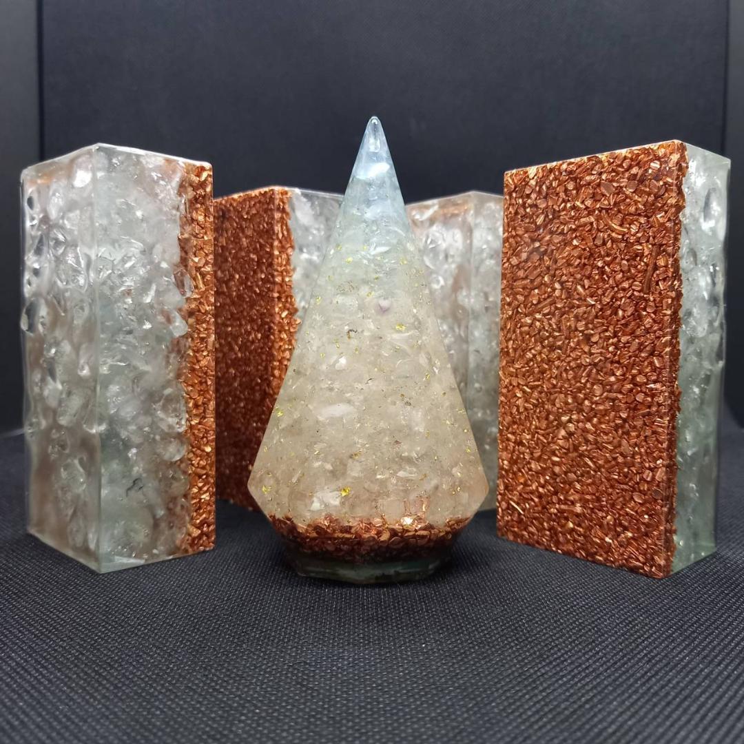 『結界＆パワースポット黄金比オルゴナイトパーフェクトセット No33』浄化と結界