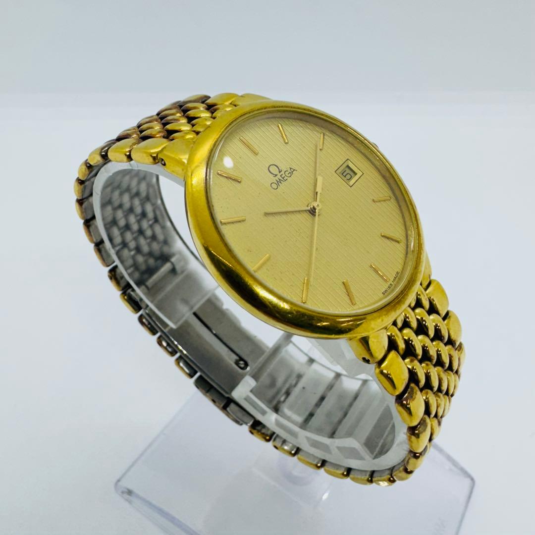 ✨OMEGA✨オメガ✨デビル✨デイト✨クォーツ✨ゴールド文字盤✨腕時計✨
