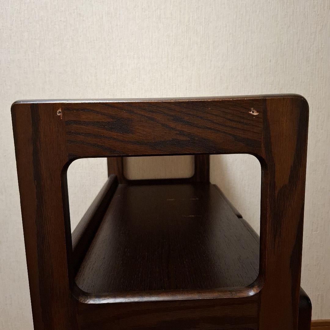 昭和レトロ電話台　ダークブラウン　ファックス台　木製　自由棚　引き出し・扉付き