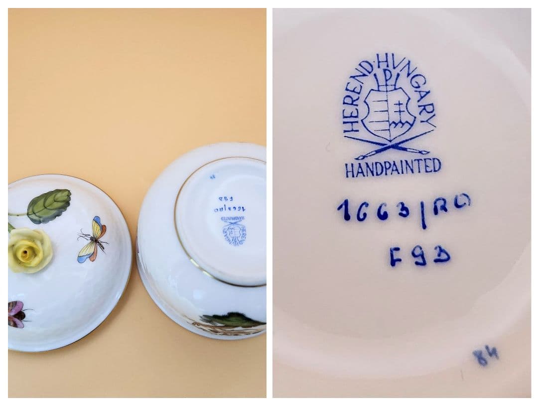 ヘレンド【未使用美品】《ロスチャイルドバード》摘み薔薇〘ボンボニエール小物入れ〙