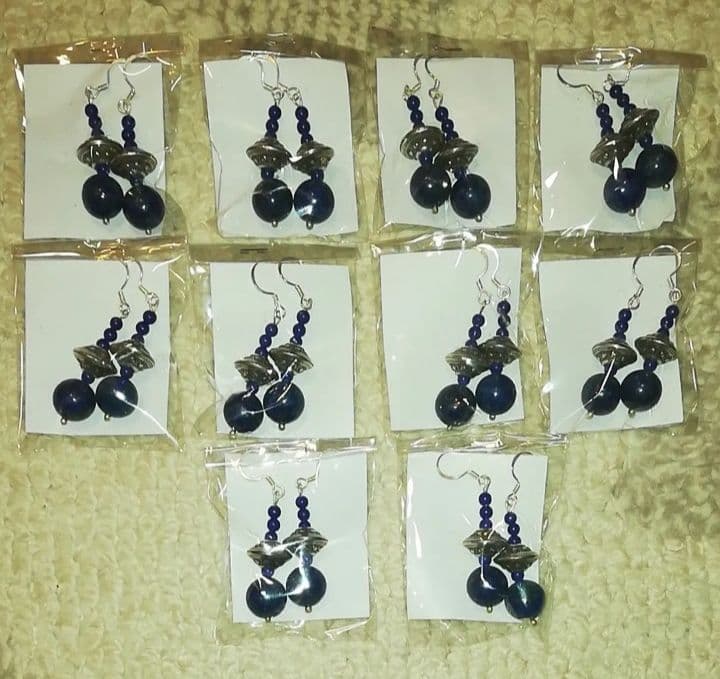 美しすぎる　天然石★《ラピスラズリxシルバー》 ハンドメイドピアス　10個