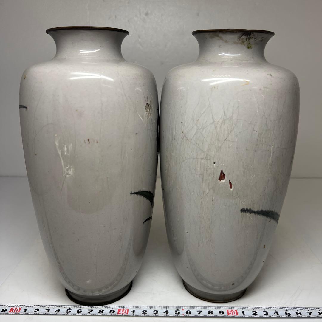 時代 和物七宝一対花瓶 高さ約25㎝ 東Y7-0522②タサコサ