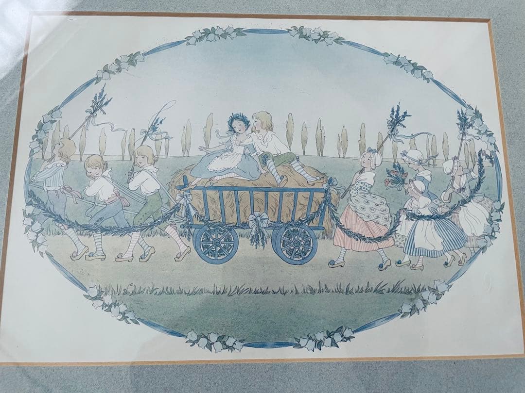 ウィルビーク ル　メール　絵本挿絵の額装品　アンティーク　初版　シャビーシック