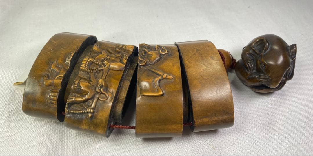 印籠　柘植　十二支　ネズミ(鼠) 黄楊繊細彫刻 木製