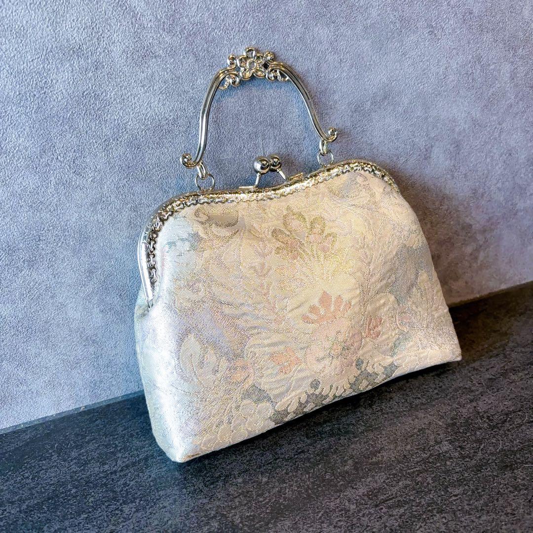 新作1点物！！幻想的な中世ヨーロッパの煌めき上品な高級西陣帯バッグ　幻想ブルー