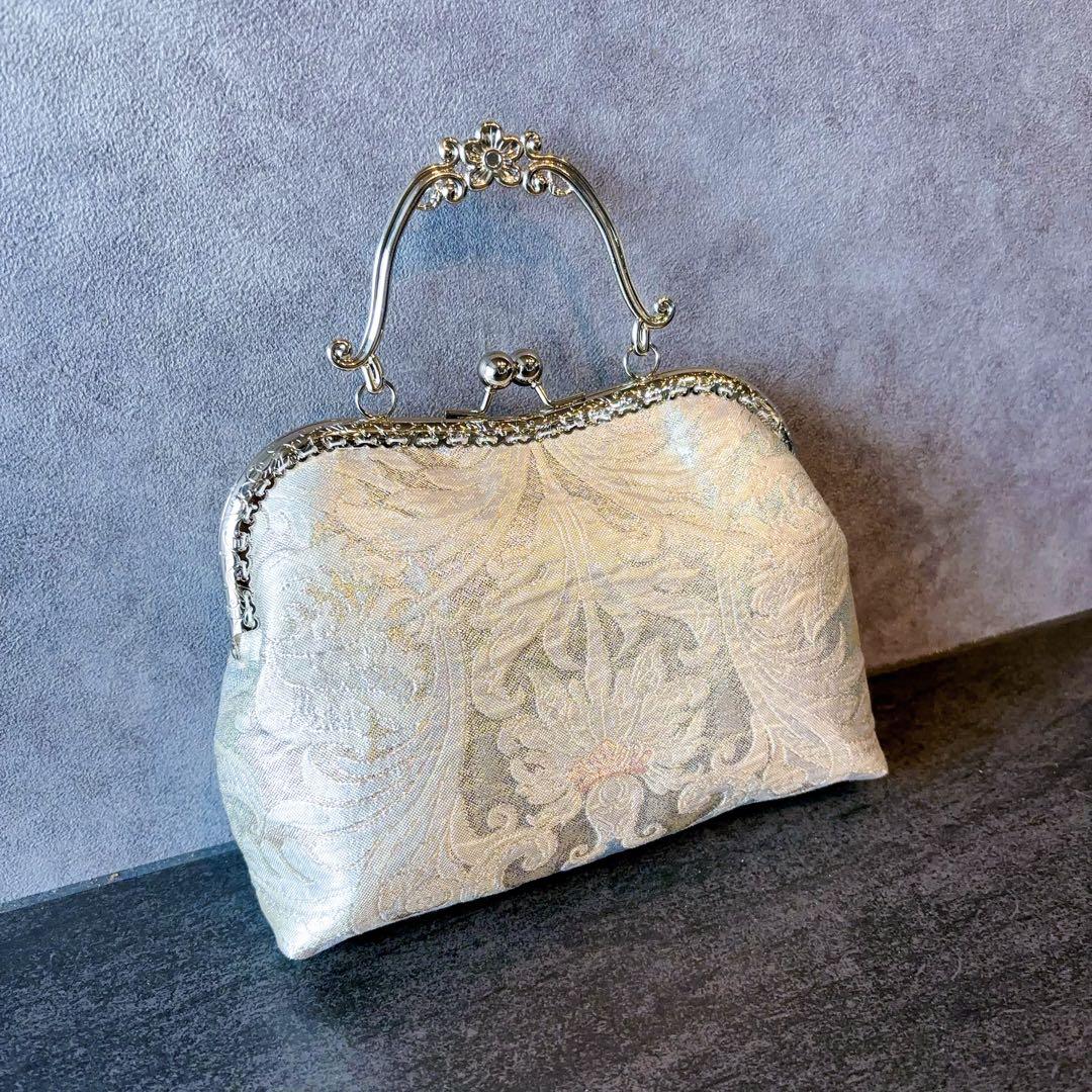 新作1点物！！幻想的な中世ヨーロッパの煌めき上品な高級西陣帯バッグ　幻想ブルー