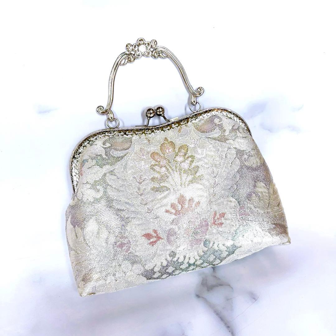 新作1点物！！幻想的な中世ヨーロッパの煌めき上品な高級西陣帯バッグ　幻想ブルー