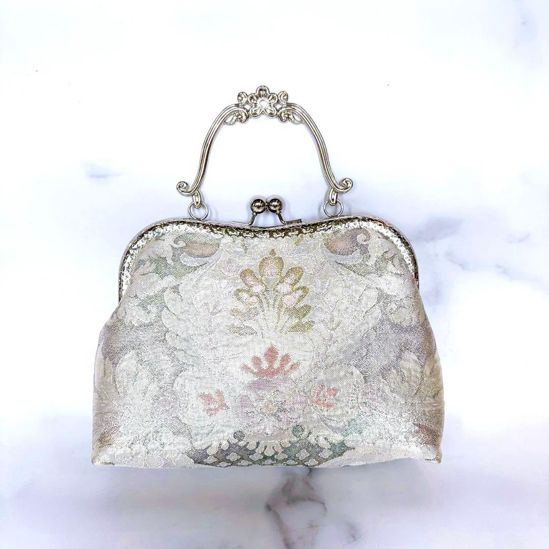 新作1点物！！幻想的な中世ヨーロッパの煌めき上品な高級西陣帯バッグ　幻想ブルー