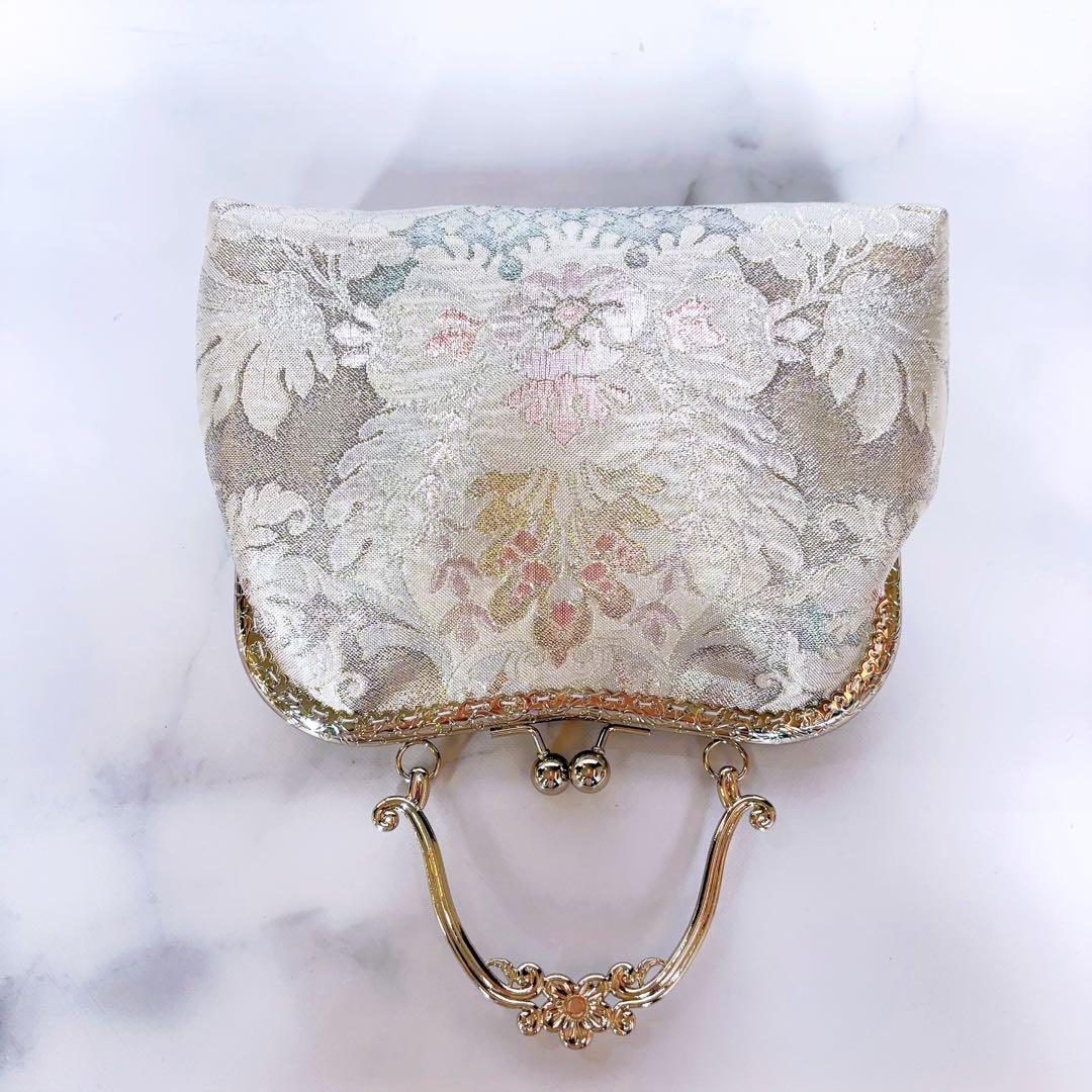 新作1点物！！幻想的な中世ヨーロッパの煌めき上品な高級西陣帯バッグ　幻想ブルー